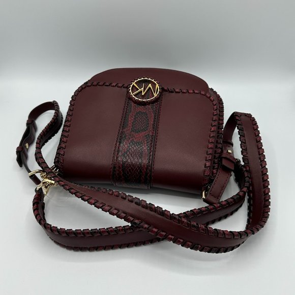 NWOT Michael Kors LILLIE Whip Stitched Leather Bag/Crossbody OXBLOOD RED PYTHON - Picture 5 of 16